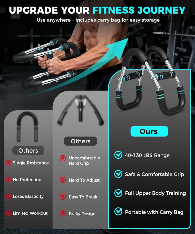 BAGAIL Twister Arm Trainer, 5 or 9 Level Resistance (30-140 lbs) for Chest & Arm Workout, All-in-One Home Gym Strength Training Equipment with Ergonomic Grips & Carry Bag for Men and Women - Image 5